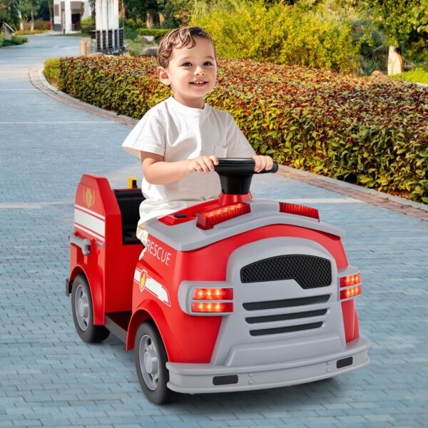 12V Kids Ride on Fire Truck with Shovel and Wrench