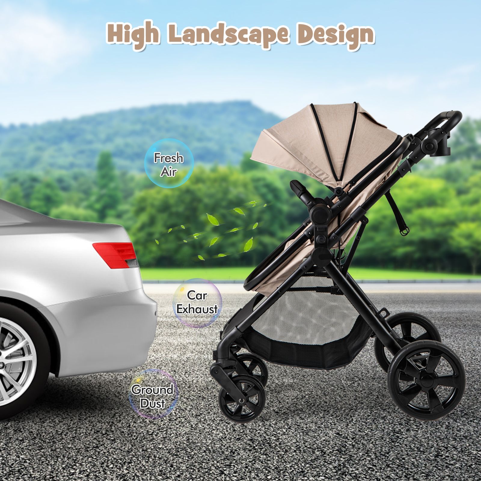 2-in-1 Convertible Baby Stroller with Reversible Seat and Adjustable Canopy - Image 22