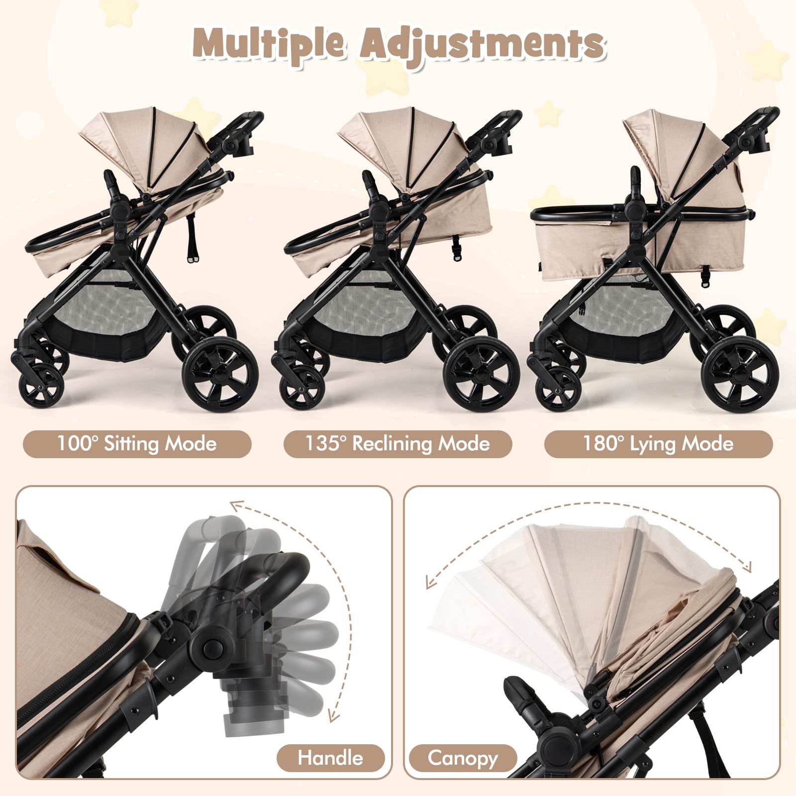 2-in-1 Convertible Baby Stroller with Reversible Seat and Adjustable Canopy - Image 25