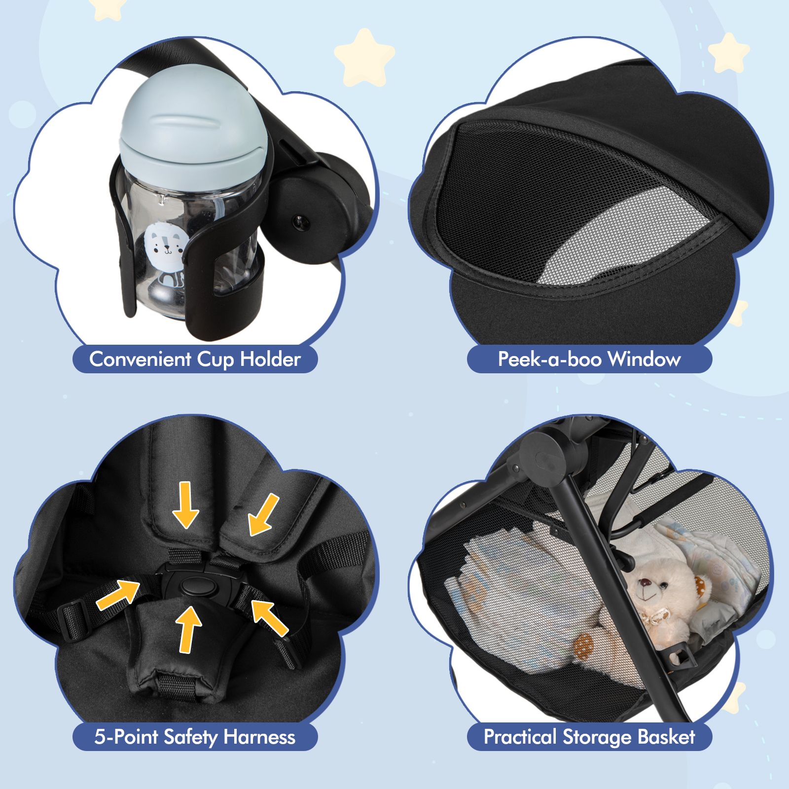 2-in-1 Convertible Baby Stroller with Reversible Seat and Adjustable Canopy - Image 29