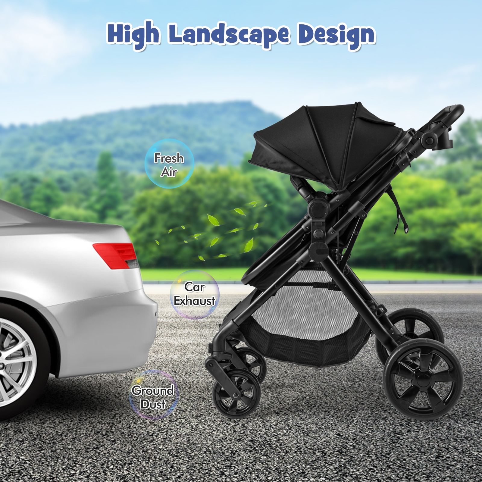 2-in-1 Convertible Baby Stroller with Reversible Seat and Adjustable Canopy - Image 31