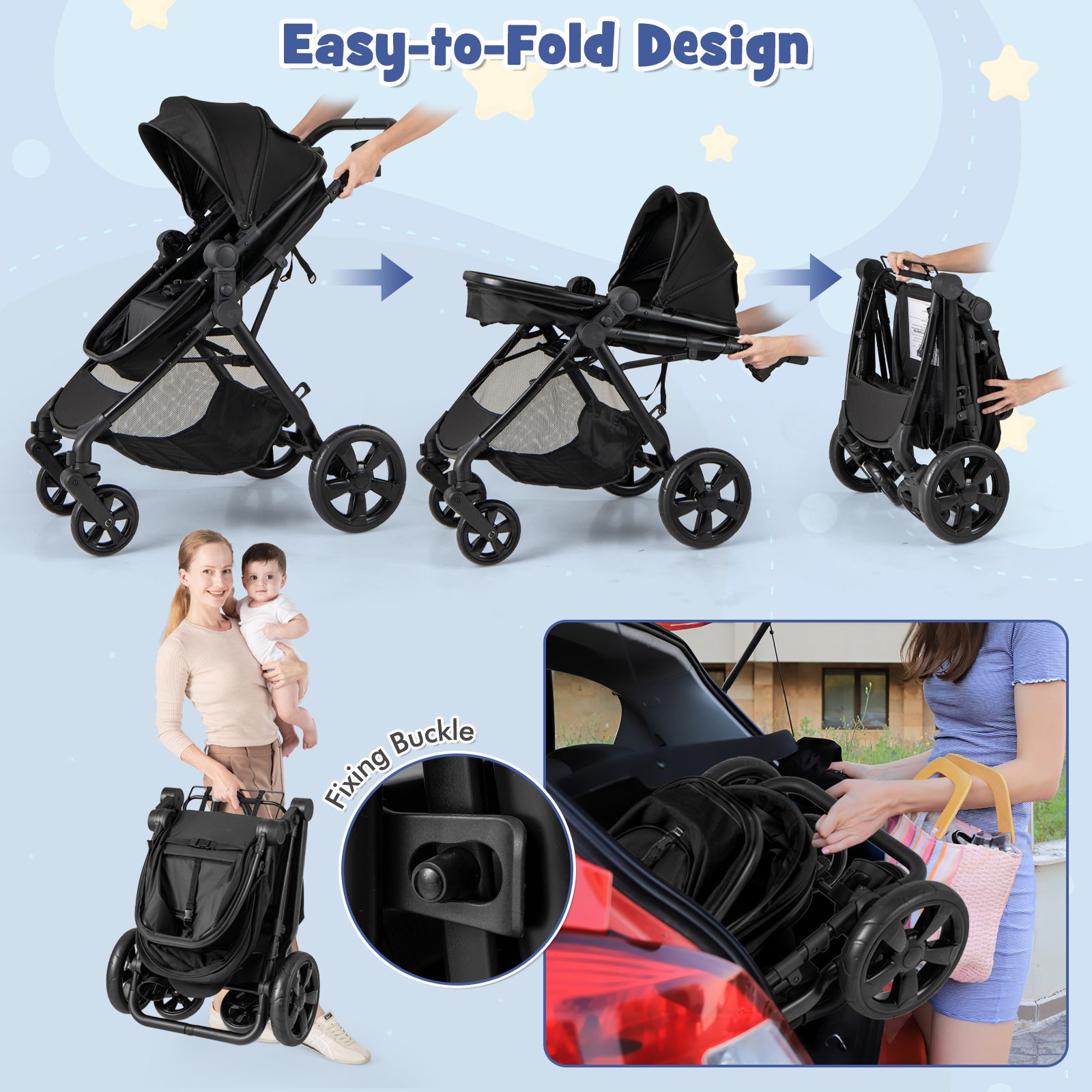 2-in-1 Convertible Baby Stroller with Reversible Seat and Adjustable Canopy - Image 32