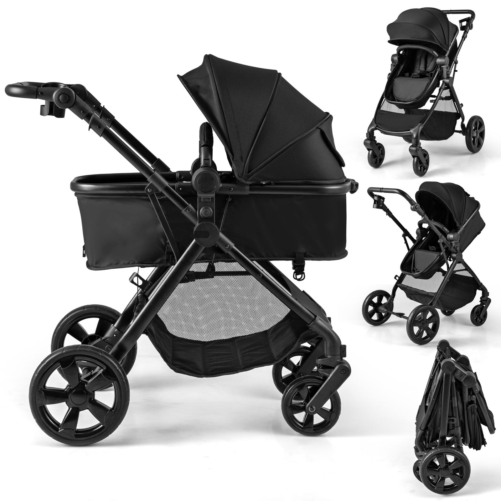 2-in-1 Convertible Baby Stroller with Reversible Seat and Adjustable Canopy - Image 36