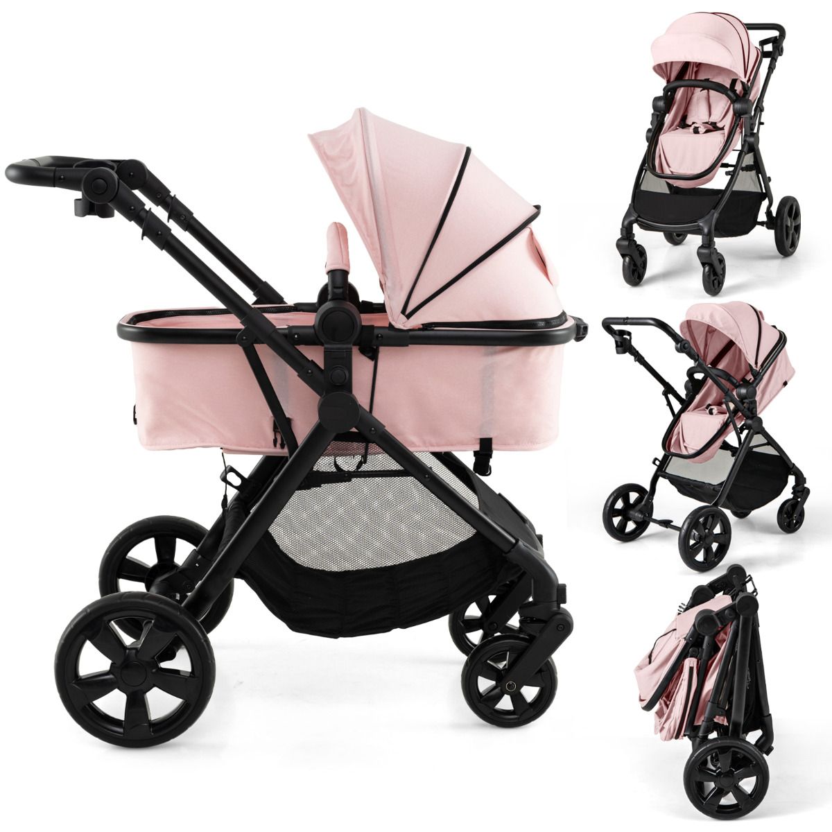 2-in-1 Convertible Baby Stroller with Reversible Seat and Adjustable Canopy - Image 9