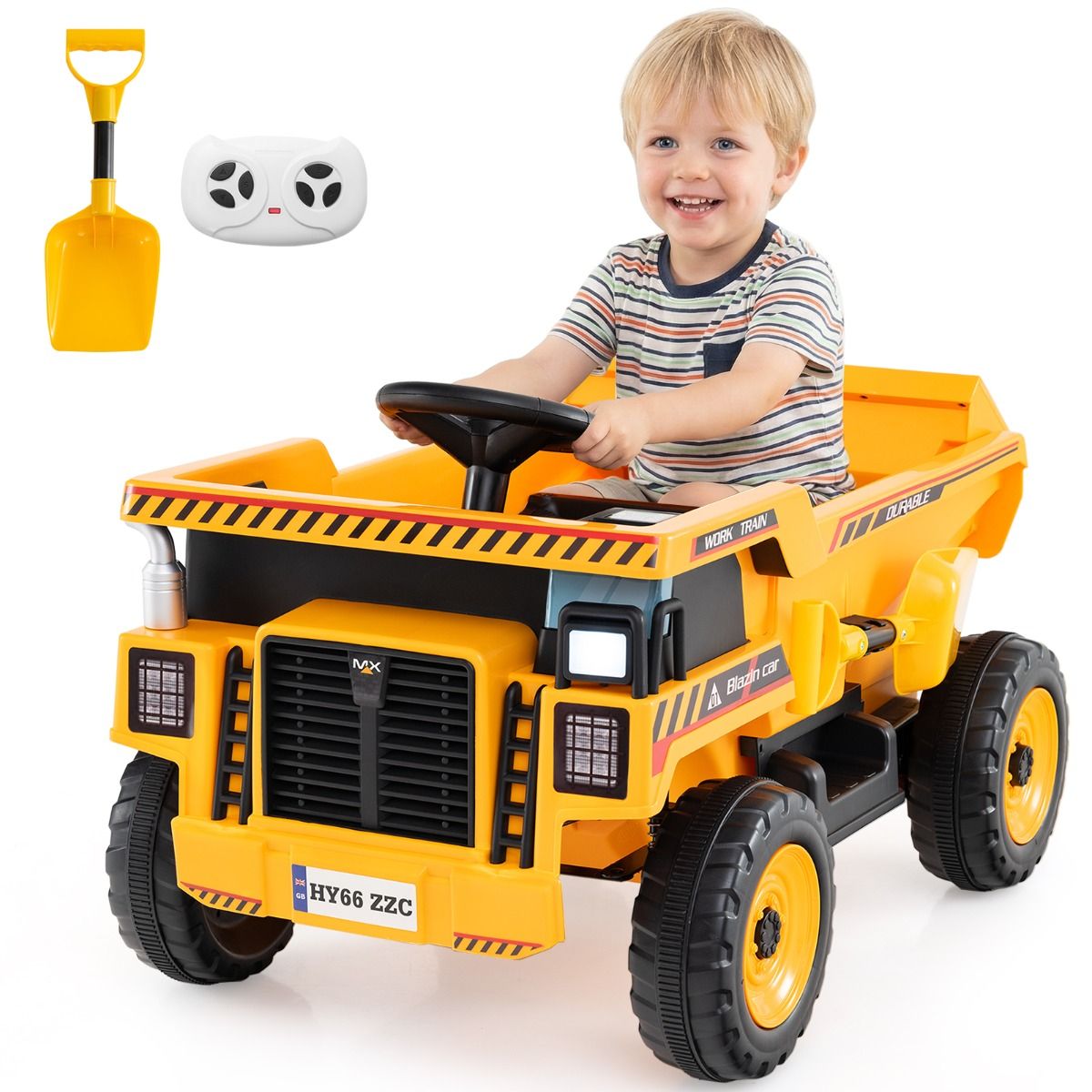 24V 4-Wheeler Construction Electric Vehicle with Dump Bed and Remote Control - Image 5