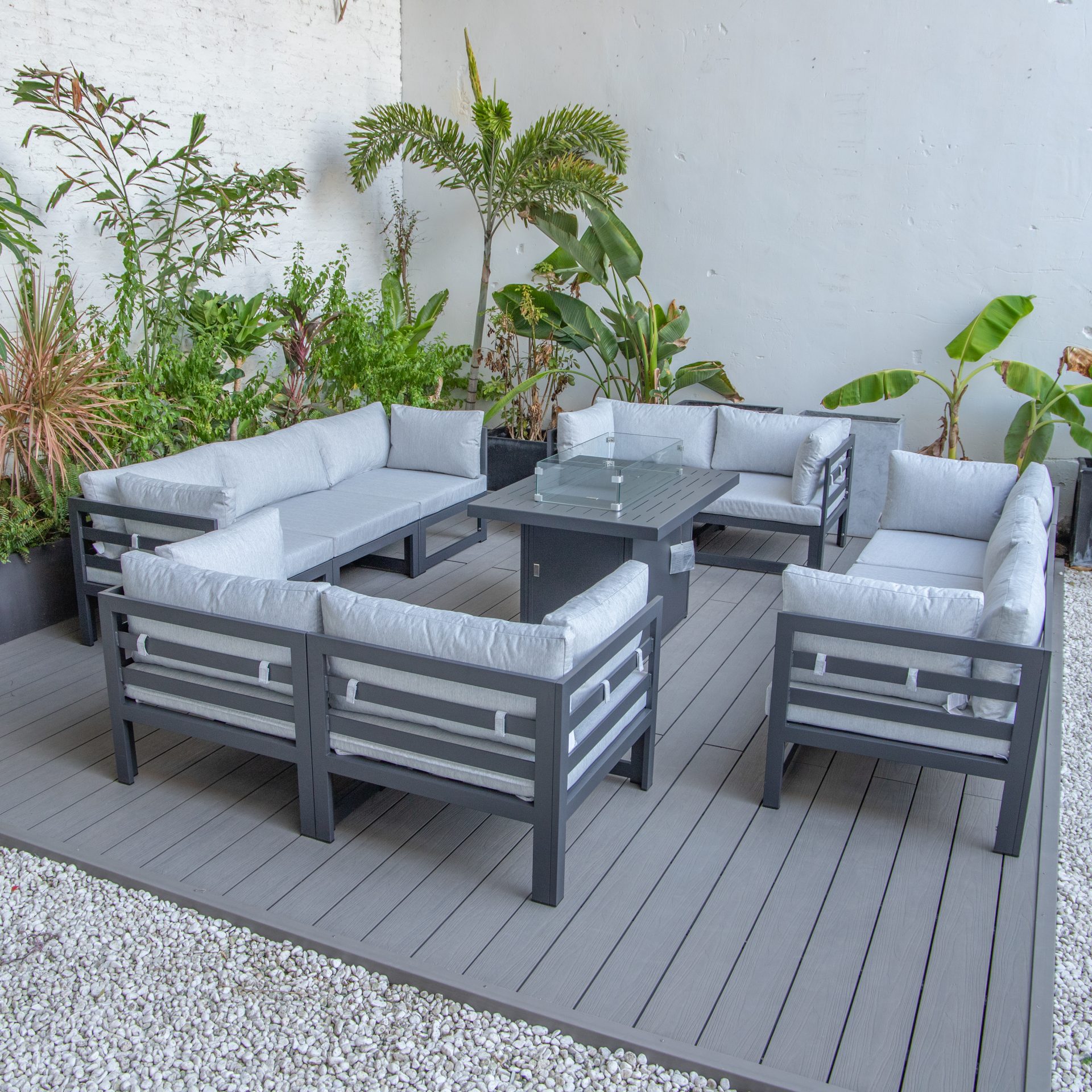 Cheltenham Aluminium 10 Seater Sofa Set With Fire Pit - Image 5