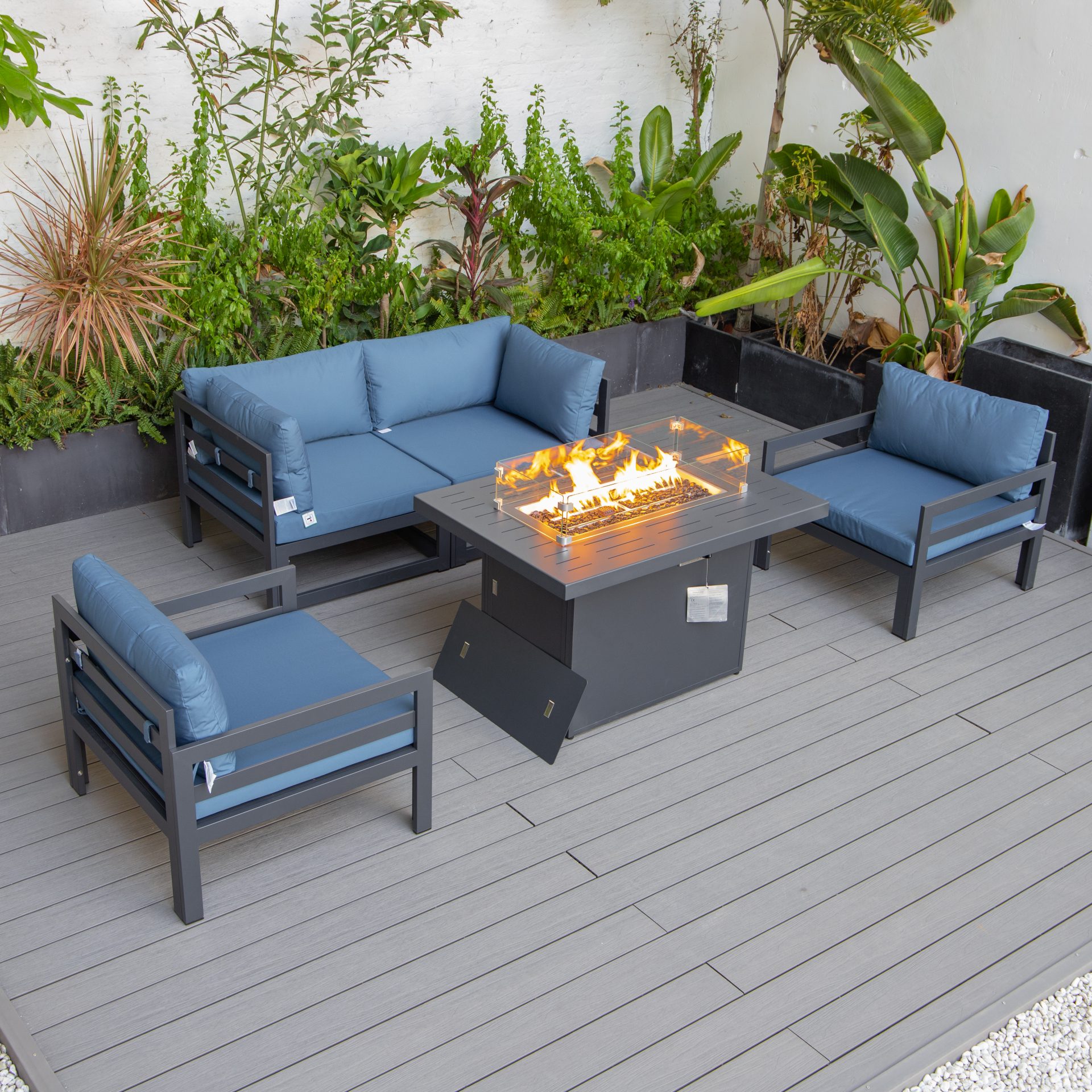 Cheltenham Aluminium 4 Seater Sofa Set With Fire Pit