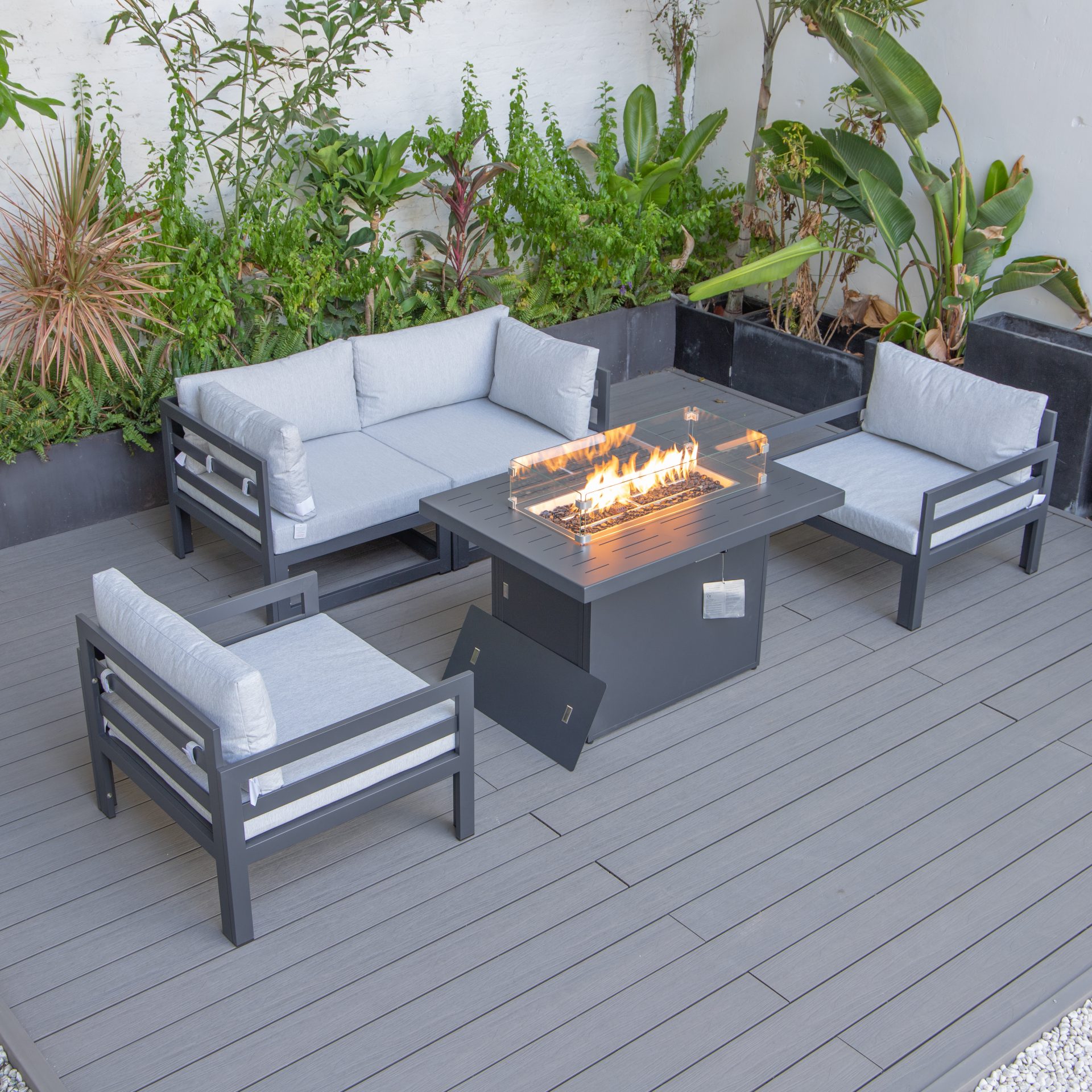 Cheltenham Aluminium 4 Seater Sofa Set With Fire Pit - Image 4