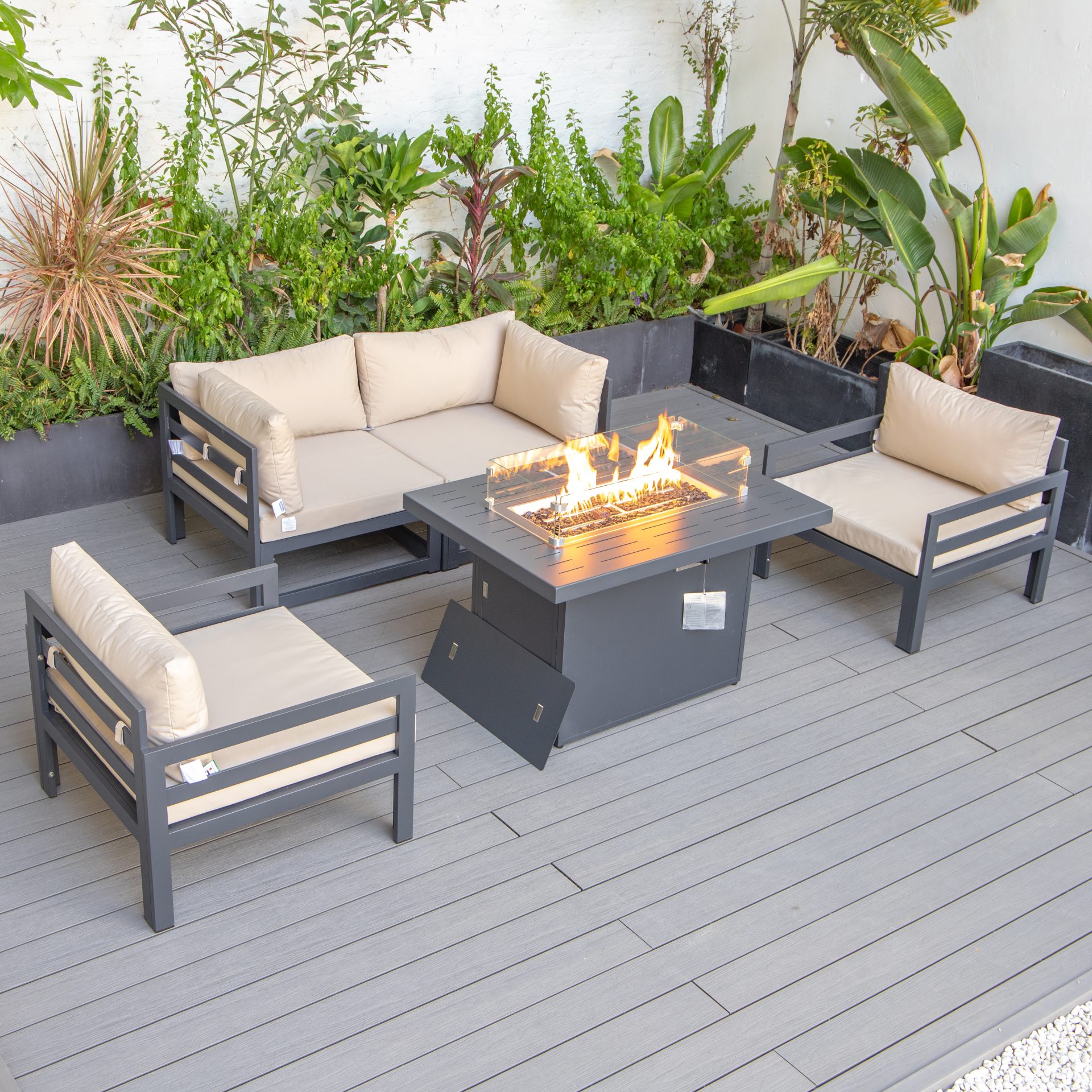 Cheltenham Aluminium 4 Seater Sofa Set With Fire Pit - Image 3