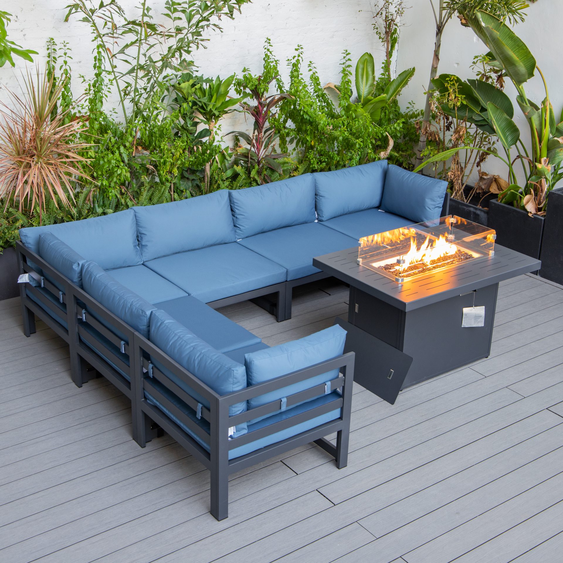 Cheltenham Aluminium 6 Seater Corner Sofa With Fire Pit - Image 2