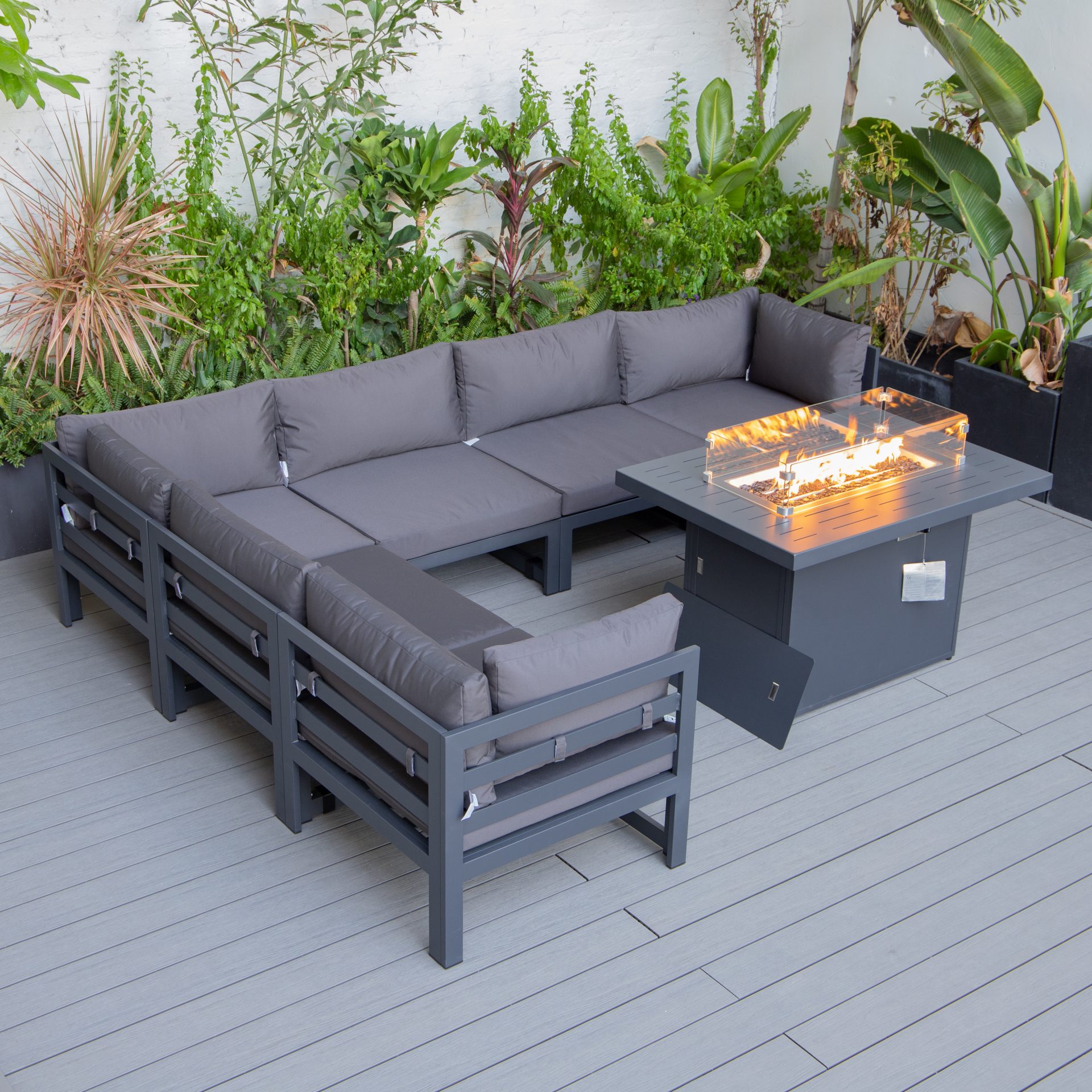 Cheltenham Aluminium 6 Seater Corner Sofa With Fire Pit