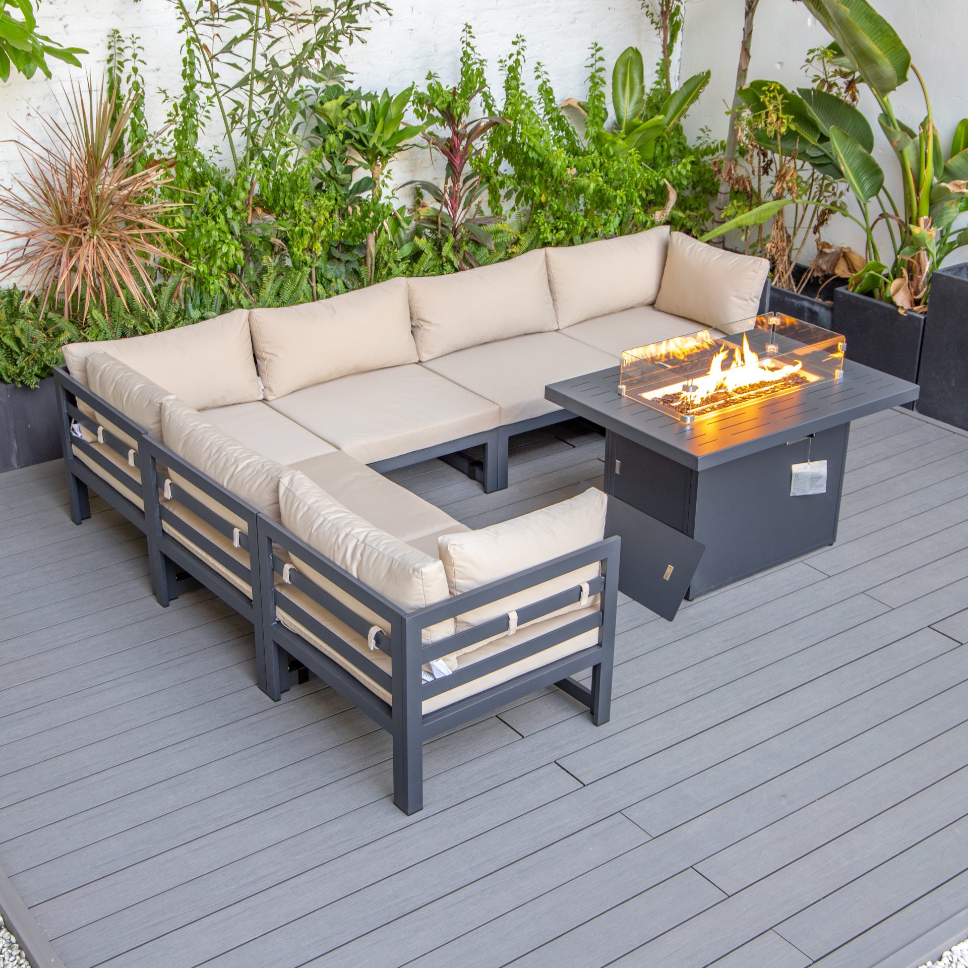 Cheltenham Aluminium 6 Seater Corner Sofa With Fire Pit - Image 3
