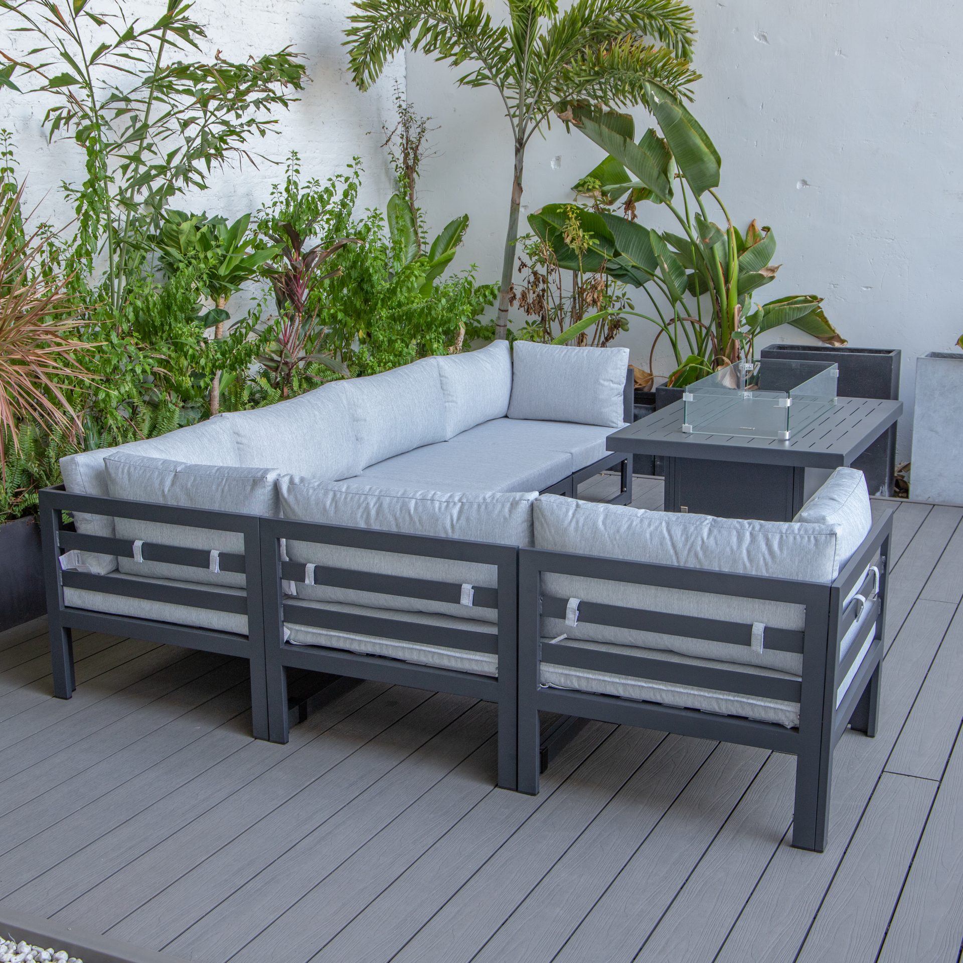 Cheltenham Aluminium 6 Seater Corner Sofa With Fire Pit - Image 19