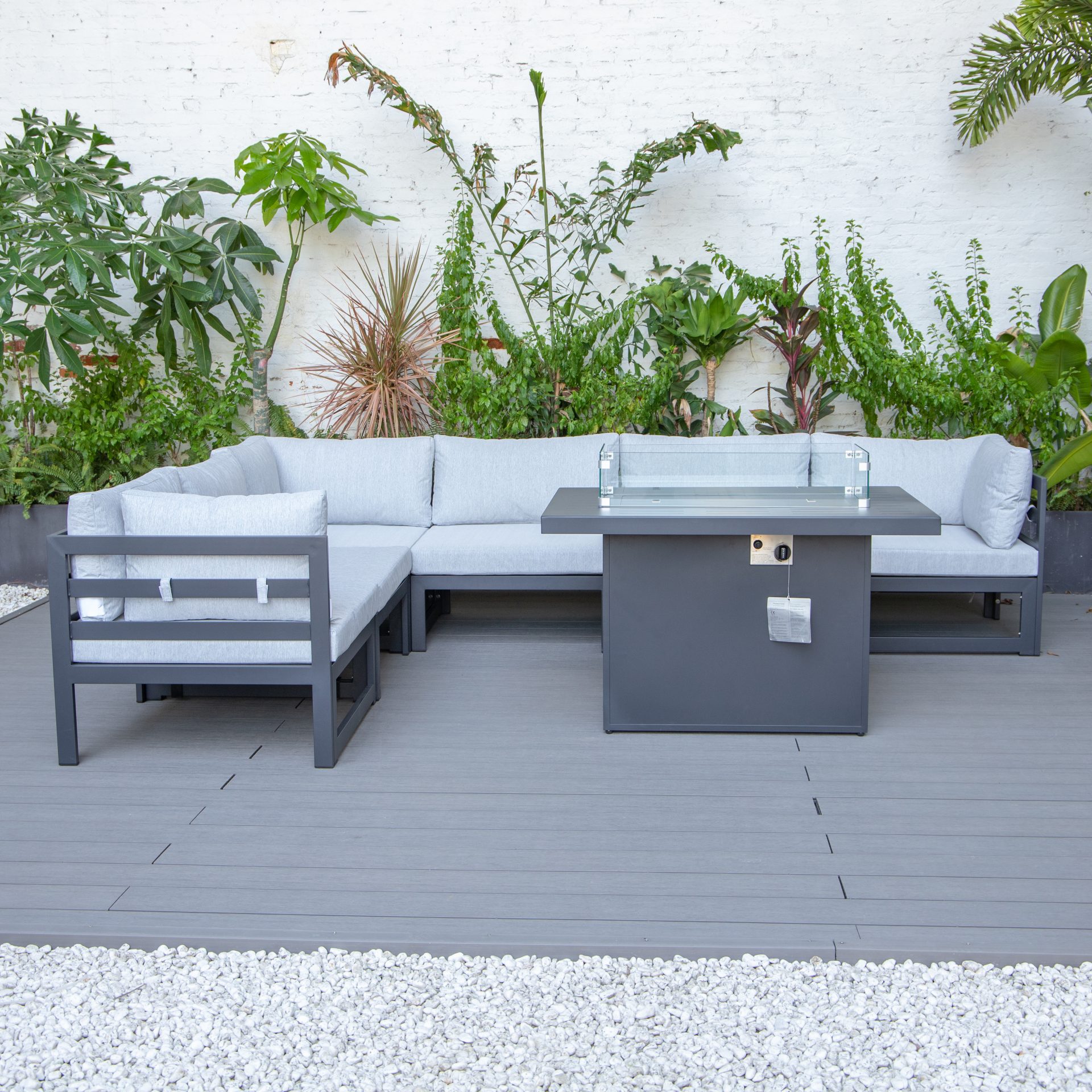 Cheltenham Aluminium 6 Seater Corner Sofa With Fire Pit - Image 20