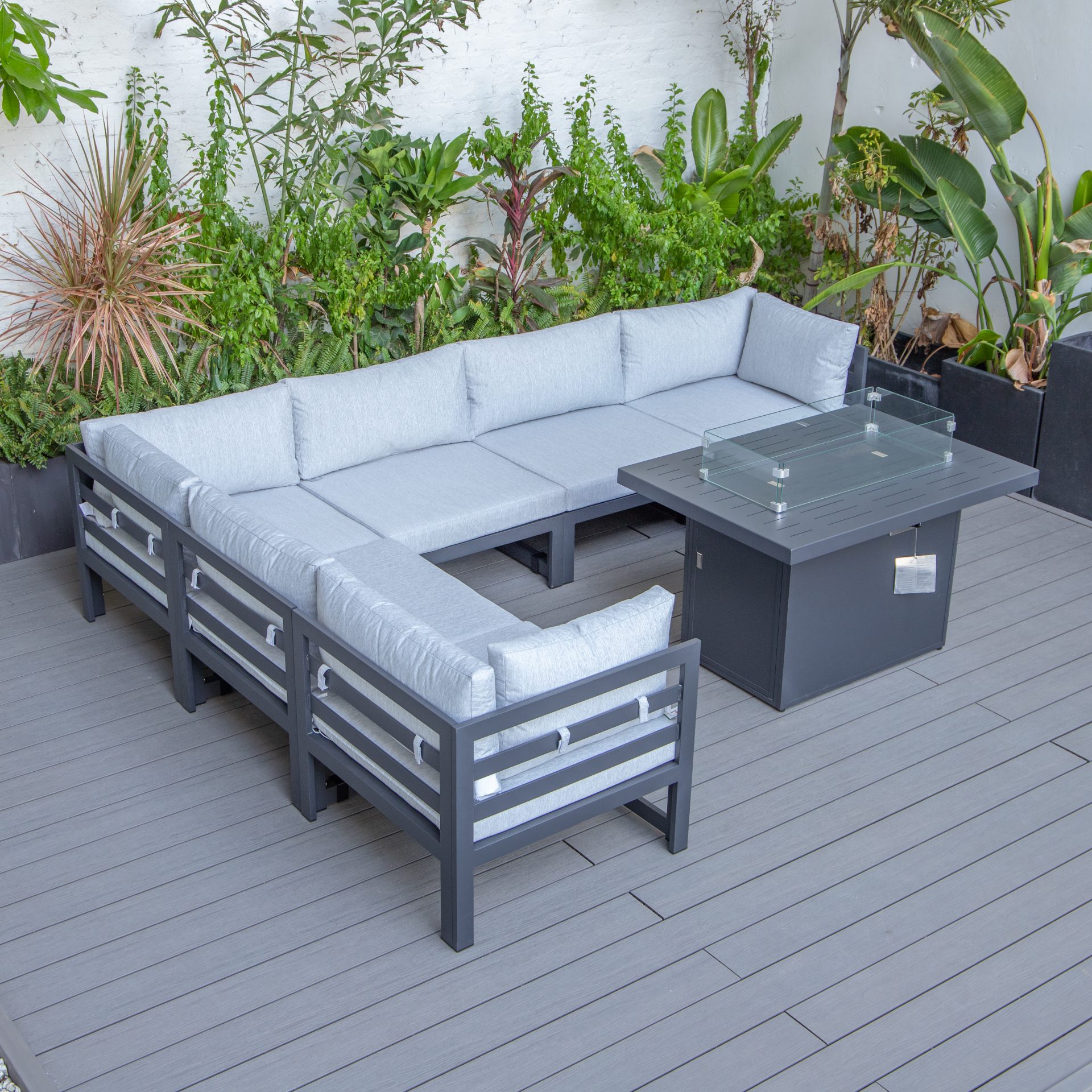 Cheltenham Aluminium 6 Seater Corner Sofa With Fire Pit - Image 22