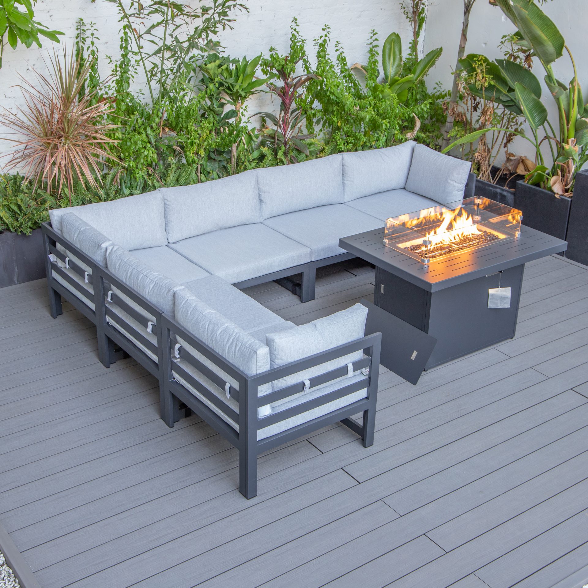 Cheltenham Aluminium 6 Seater Corner Sofa With Fire Pit - Image 4