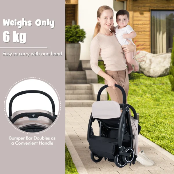 Lightweight Foldable Baby Stroller with Adjustable Backrest and Canopy