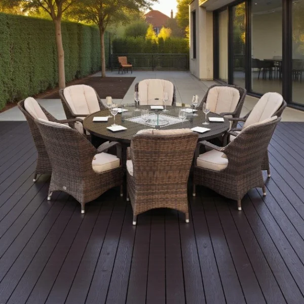 Oxford 8 Seater Round Dining Set With Firepit