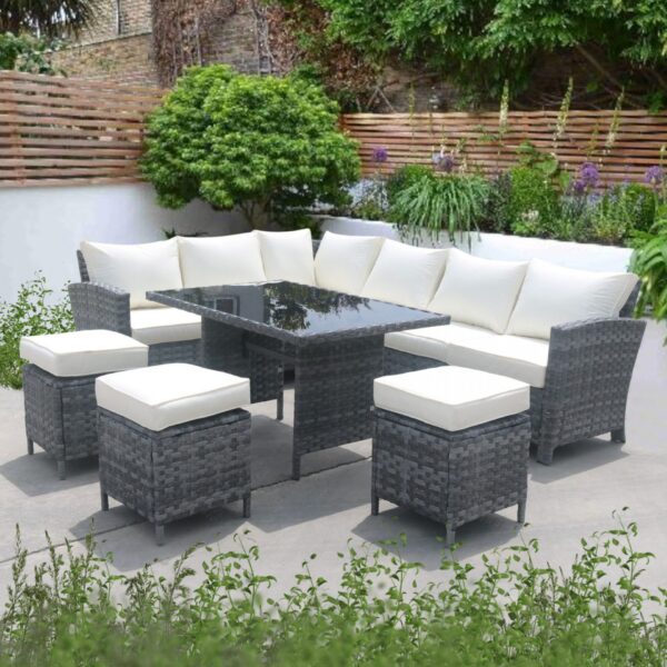 Rochester Rattan 9 Seater Outdoor Garden Sofa Dining Set